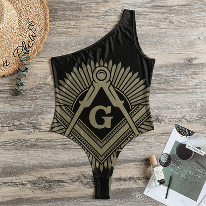 Masonic Freemasonry Print One Shoulder Bodysuit