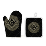 Masonic Freemasonry Print Oven Mitt And Pot Holder Set