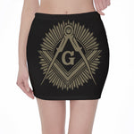 Masonic Freemasonry Print Pencil Mini Skirt