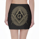 Masonic Freemasonry Print Pencil Mini Skirt