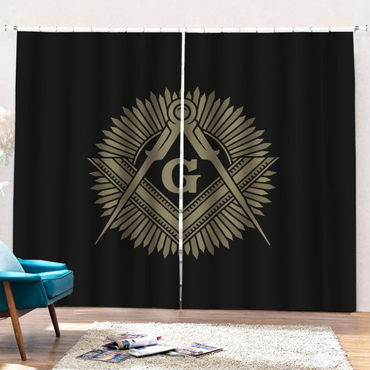 Masonic Freemasonry Print Pencil Pleat Curtains