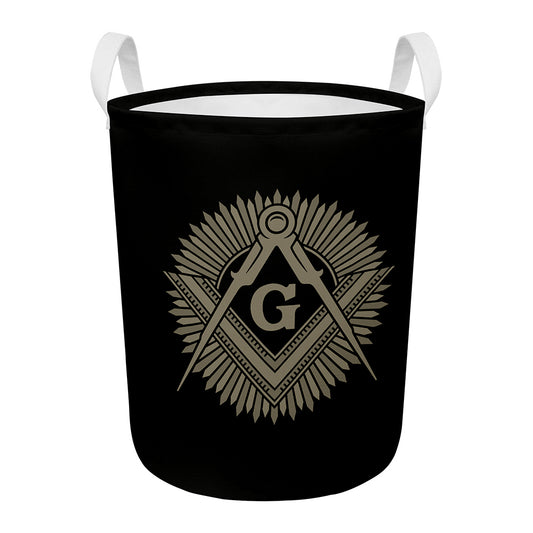 Masonic Freemasonry Print Round Laundry Basket