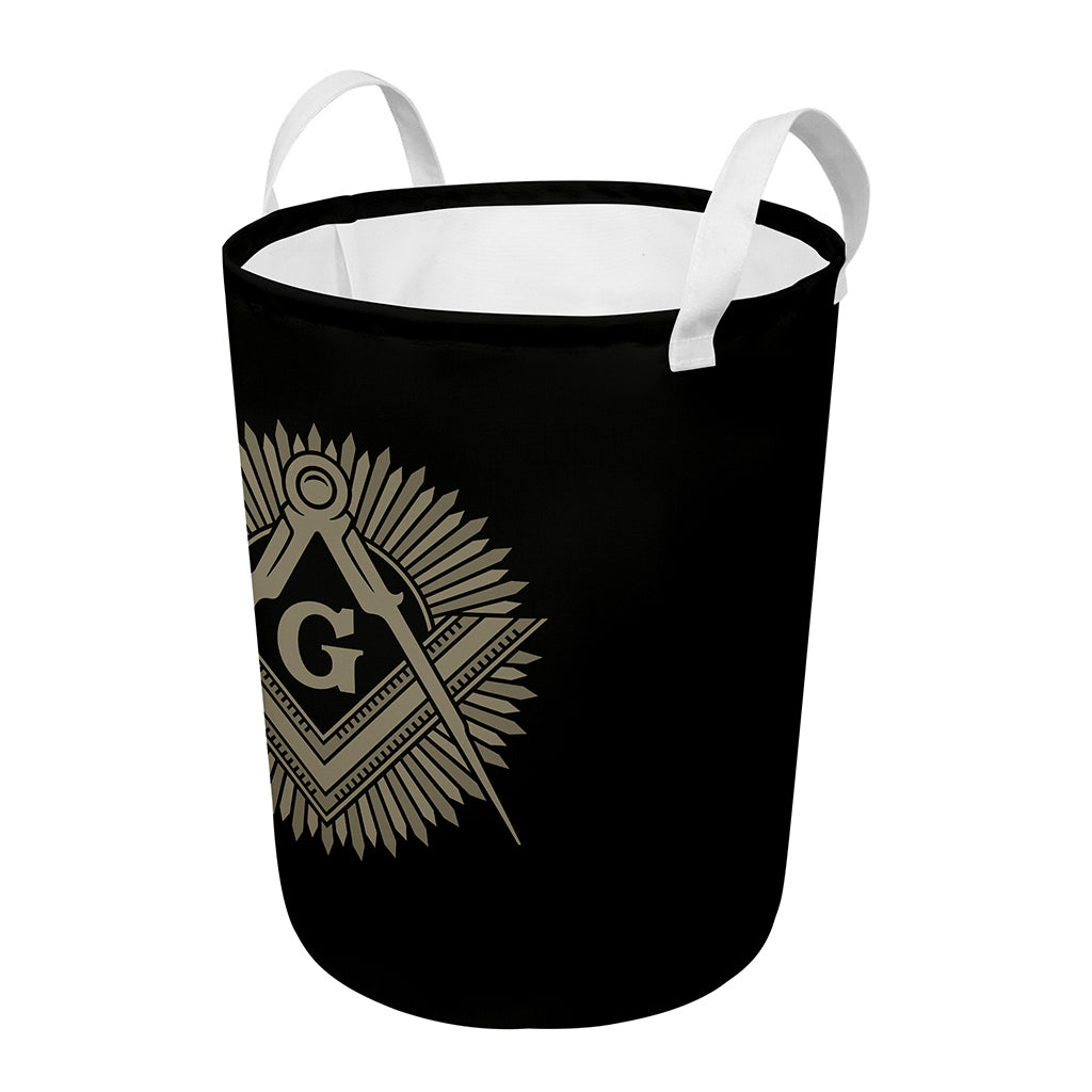 Masonic Freemasonry Print Round Laundry Basket