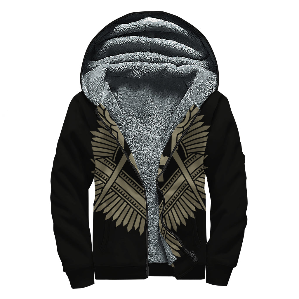 Masonic Freemasonry Print Sherpa Lined Zip Up Hoodie