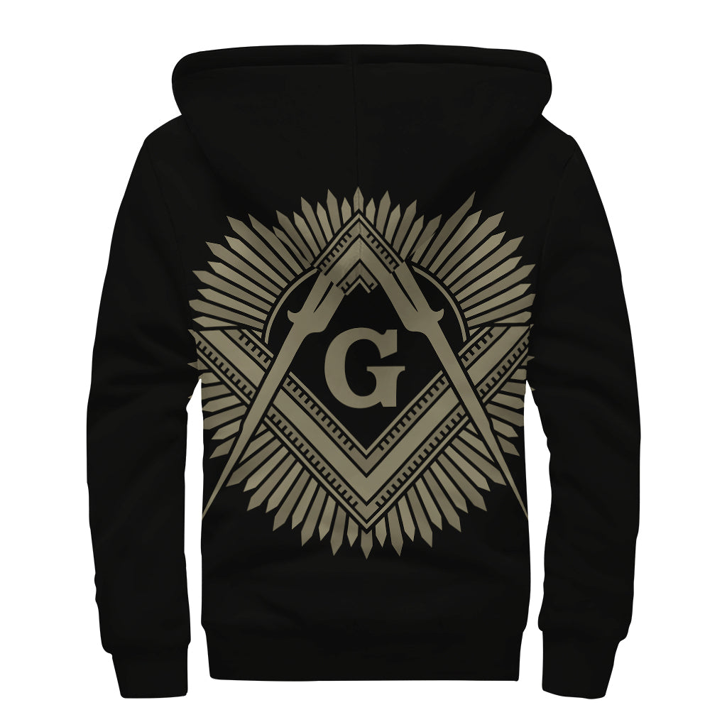 Masonic Freemasonry Print Sherpa Lined Zip Up Hoodie