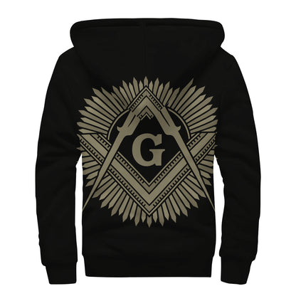 Masonic Freemasonry Print Sherpa Lined Zip Up Hoodie