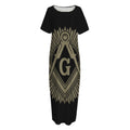 Masonic Freemasonry Print Short Sleeve Long Nightdress