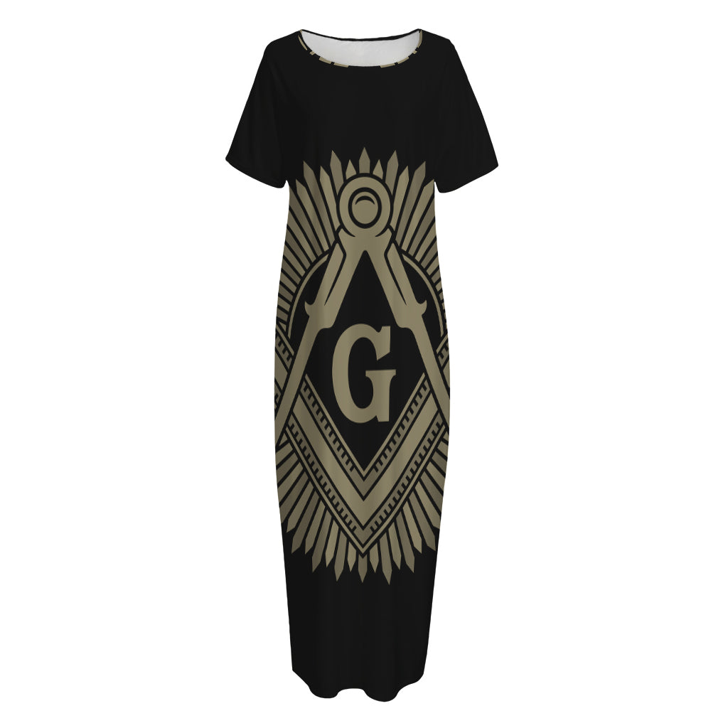 Masonic Freemasonry Print Short Sleeve Long Nightdress