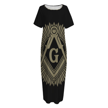 Masonic Freemasonry Print Short Sleeve Long Nightdress