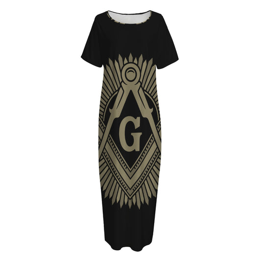 Masonic Freemasonry Print Short Sleeve Long Nightdress
