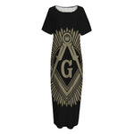Masonic Freemasonry Print Short Sleeve Long Nightdress