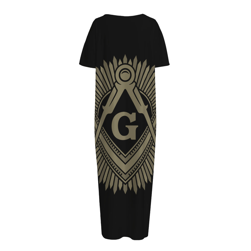 Masonic Freemasonry Print Short Sleeve Long Nightdress