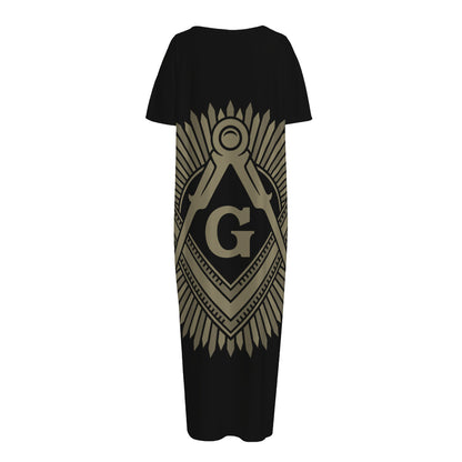 Masonic Freemasonry Print Short Sleeve Long Nightdress