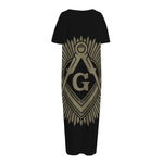 Masonic Freemasonry Print Short Sleeve Long Nightdress