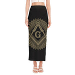 Masonic Freemasonry Print Side Slit Maxi Skirt