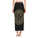 Masonic Freemasonry Print Side Slit Maxi Skirt