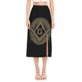 Masonic Freemasonry Print Side Slit Midi Skirt