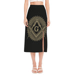 Masonic Freemasonry Print Side Slit Midi Skirt