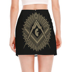 Masonic Freemasonry Print Side Slit Mini Skirt