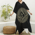 Masonic Freemasonry Print Silk V-Neck Kaftan Dress
