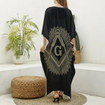 Masonic Freemasonry Print Silk V-Neck Kaftan Dress