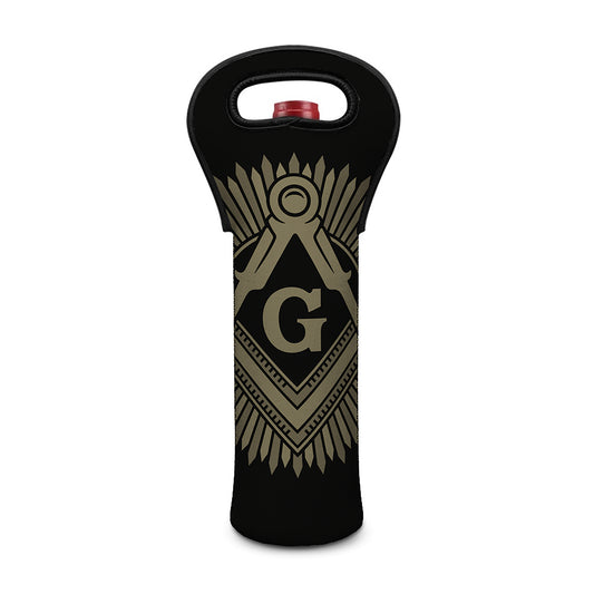 Masonic Freemasonry Print Single Neoprene Wine Tote