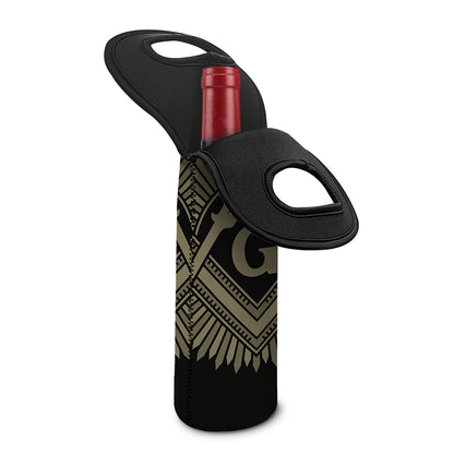 Masonic Freemasonry Print Single Neoprene Wine Tote