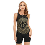 Masonic Freemasonry Print Sleeveless One Piece Swimsuit