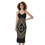 Masonic Freemasonry Print Slim Fit Midi Cami Dress