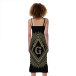Masonic Freemasonry Print Slim Fit Midi Cami Dress