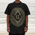 Masonic Freemasonry Print Textured Short Sleeve Shirt