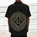 Masonic Freemasonry Print Textured Short Sleeve Shirt
