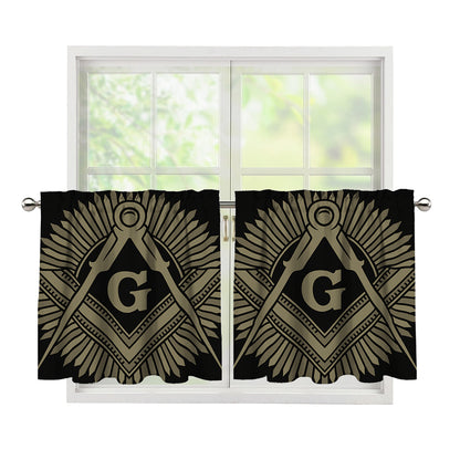 Masonic Freemasonry Print Tier Curtains