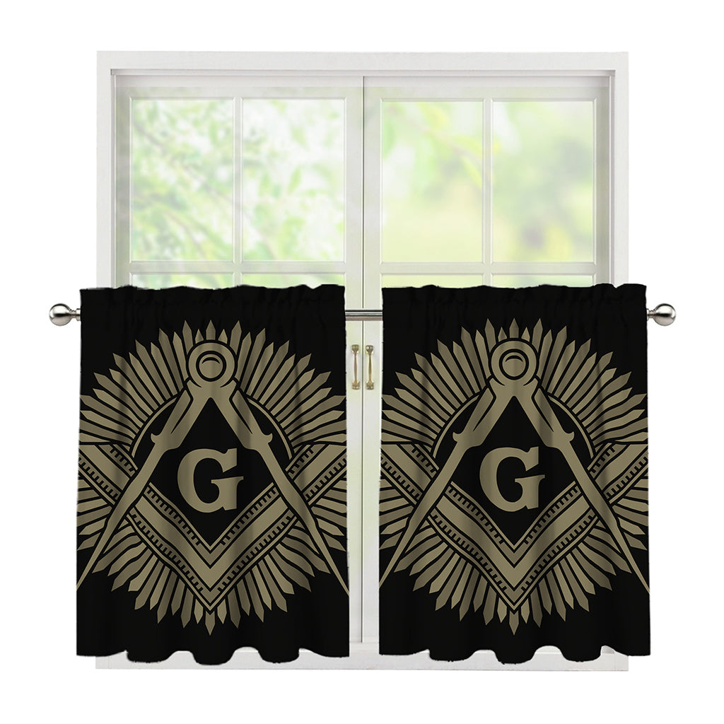 Masonic Freemasonry Print Tier Curtains