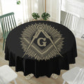 Masonic Freemasonry Print Waterproof Round Tablecloth