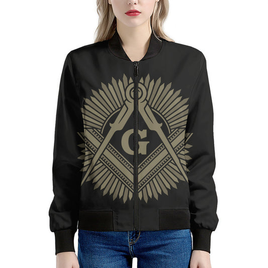 Masonic Freemasonry Print Women's Bomber Jacket
