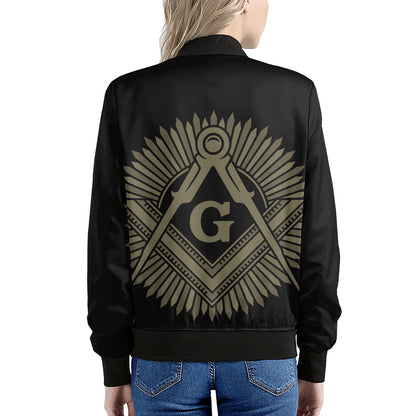Masonic Freemasonry Print Women's Bomber Jacket