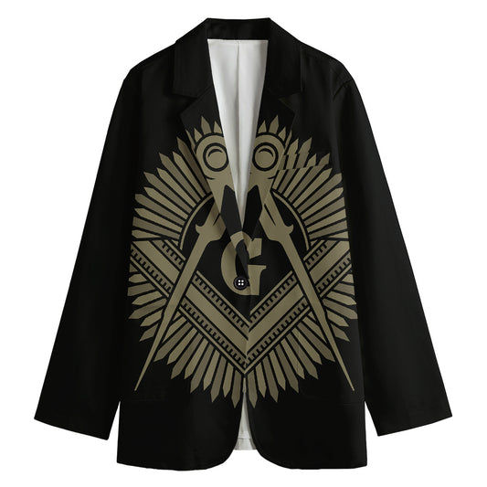 Masonic Freemasonry Print Women's Cotton Blazer
