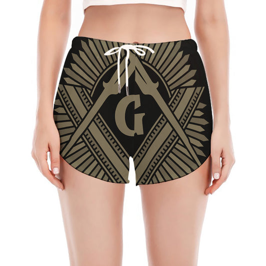 Masonic Freemasonry Print Women's Split Running Shorts