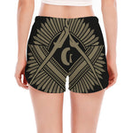 Masonic Freemasonry Print Women's Split Running Shorts