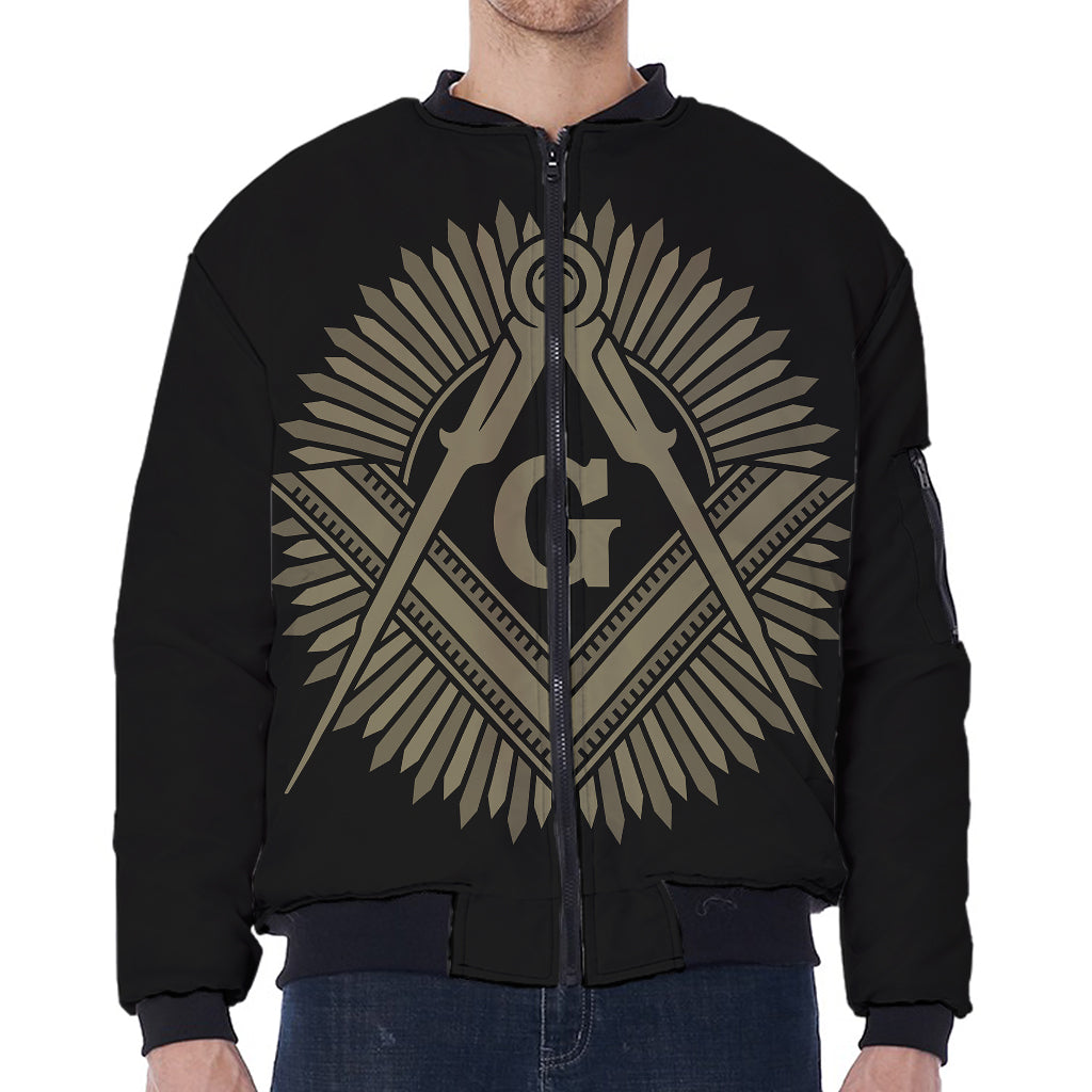 Masonic Freemasonry Print Zip Sleeve Bomber Jacket