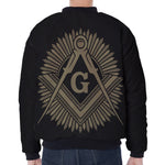 Masonic Freemasonry Print Zip Sleeve Bomber Jacket