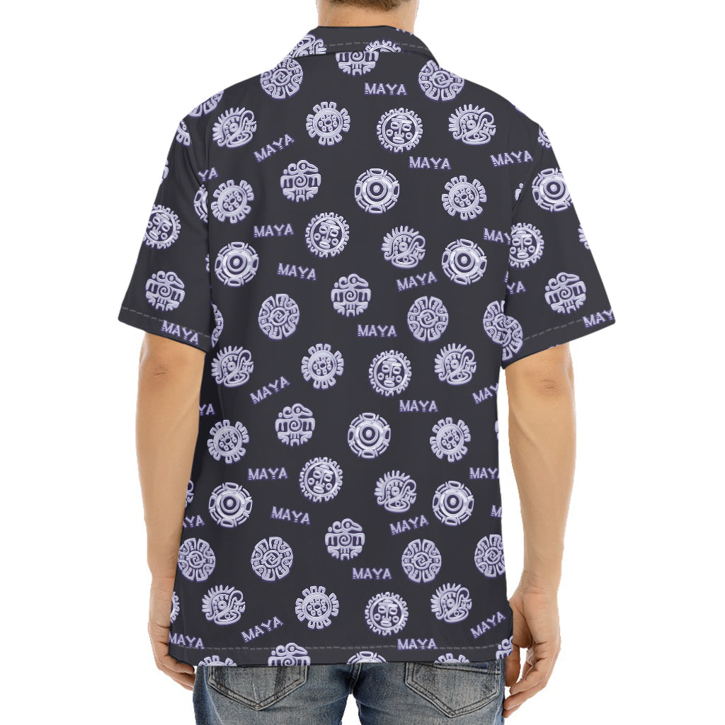 Maya Symbol Pattern Print Aloha Shirt