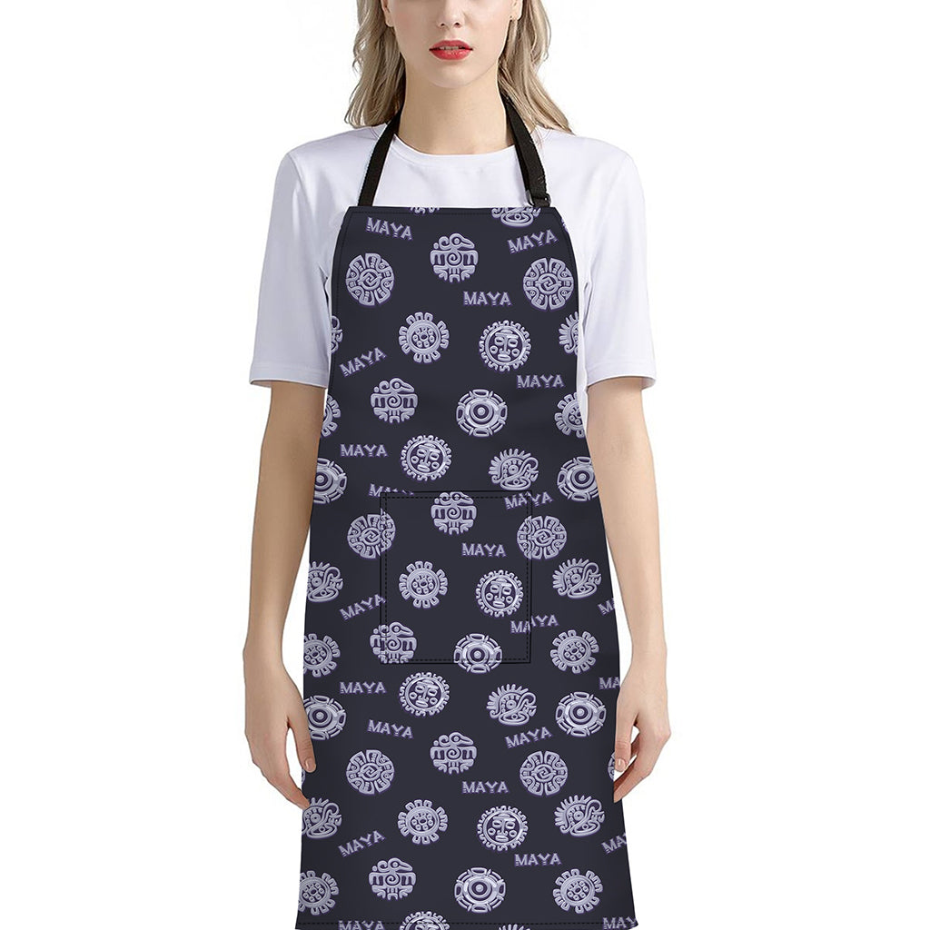 Maya Symbol Pattern Print Bib Apron With Pocket
