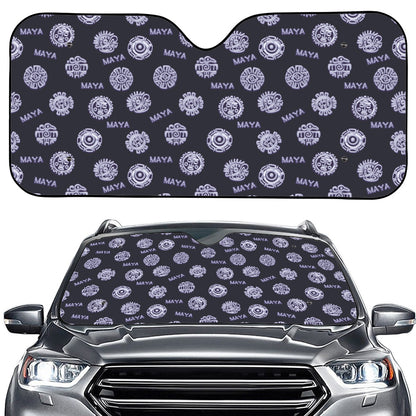 Maya Symbol Pattern Print Car Windshield Sun Shade