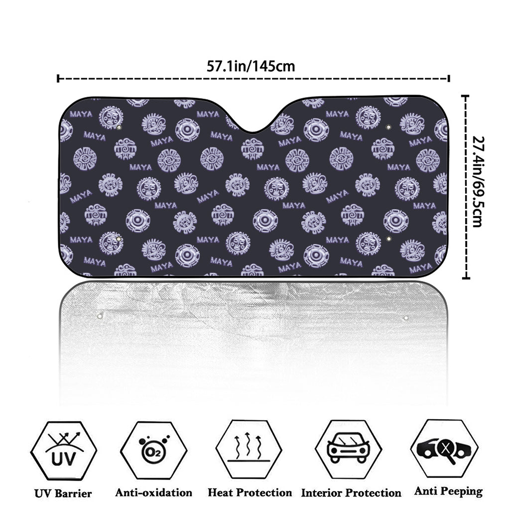 Maya Symbol Pattern Print Car Windshield Sun Shade