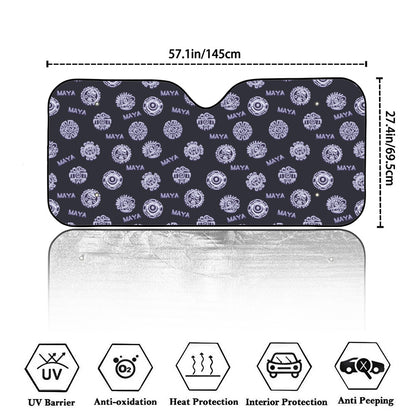 Maya Symbol Pattern Print Car Windshield Sun Shade
