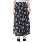 Maya Symbol Pattern Print Chiffon Maxi Skirt