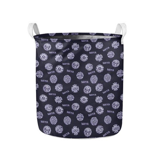 Maya Symbol Pattern Print Collapsible Laundry Basket