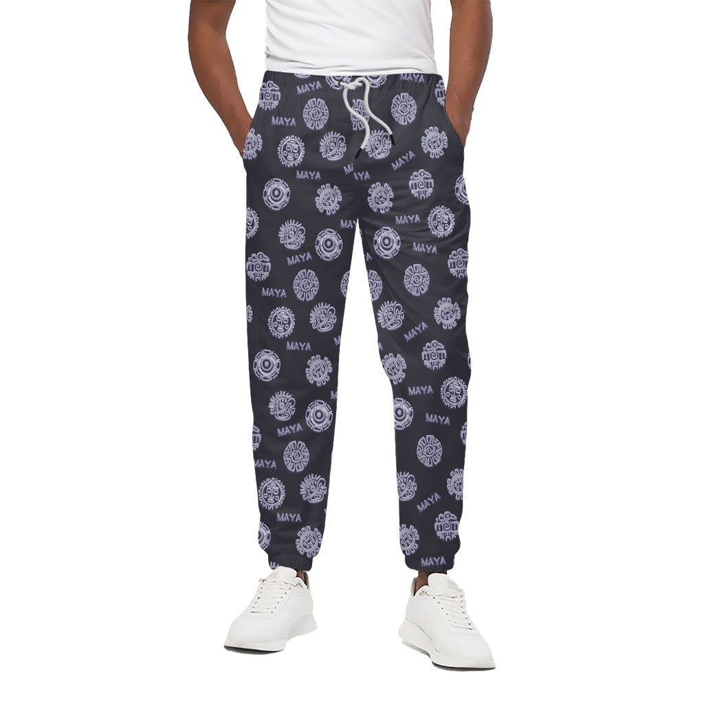 Maya Symbol Pattern Print Cotton Pants